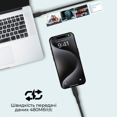 Комплект кабелів Promate USB Type-C - USB Type-C (M/M), 3A, 60W, 0.3 м, 1.2 м, 2 м Black (cablekit-cc.black) Комплект кабелів Promate USB Type-C - USB Type-C (M/M), 3A, 60W, 0.3 м, 1.2 м, 2 м Black (cablekit-cc.black)