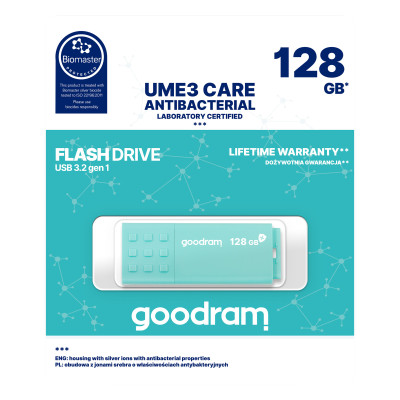 Флеш-накопичувач USB3.2 128GB Goodram UME3 Care Green (UME3-1280CRR11) Флеш-накопичувач USB3.2 128GB Goodram UME3 Care Green (UME3-1280CRR11)