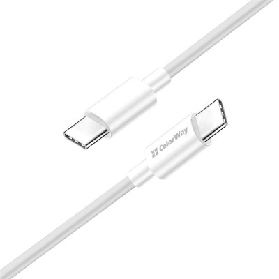 Кабель ColorWay USB Type-C - USB Type-C (M/M), PD Fast Charging 65W, 3.0 А, 1 м, White (CW-CBPDCC055-WT) Кабель ColorWay USB Type-C - USB Type-C (M/M), PD Fast Charging 65W, 3.0 А, 1 м, White (CW-CBPDCC055-WT)