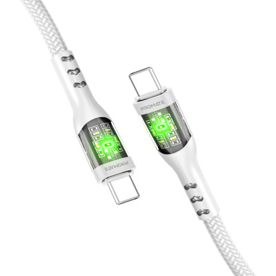 Кабель Promate TransLine-CC200 USB Type-C - USB Type-C (M/M), 3 A, 60 W, 2 м, White Кабель Promate TransLine-CC200 USB Type-C - USB Type-C (M/M), 3 A, 60 W, 2 м, White
