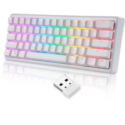 Клавіатура бездротова Motospeed SK66 Gateron Red Hot Swap White (mtsk66wmr) Клавіатура бездротова Motospeed SK66 Gateron Red Hot Swap White (mtsk66wmr)