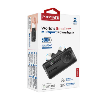 Універсальна мобільна батарея Promate PowerUp-Trio 5000mAh 20W Black Універсальна мобільна батарея Promate PowerUp-Trio 5000mAh 20W Black