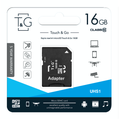 Карта пам`ятi MicroSDHC 16GB UHS-I Class 10 T&G + SD-adapter (TG-16GBSD10U1-01) Карта пам`ятi MicroSDHC 16GB UHS-I Class 10 T&G + SD-adapter (TG-16GBSD10U1-01)