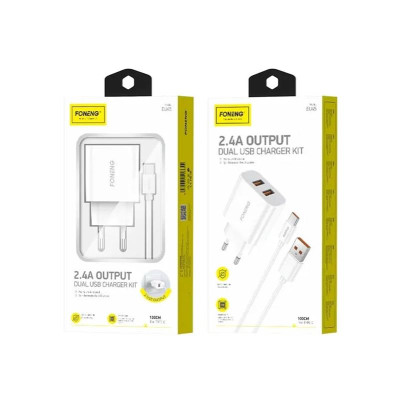 Мережевий зарядний пристрій Foneng EU45 Dual USB Charger (2USBх2.4A) White (EU45-CH-TC) + кабель USB Type C Мережевий зарядний пристрій Foneng EU45 Dual USB Charger (2USBх2.4A) White (EU45-CH-TC) + кабель USB Type C