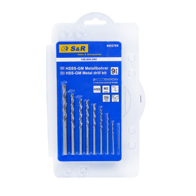 Набір свердл по металу S&R Meister (108809090) 9шт Набір свердл по металу S&R Meister (108809090) 9шт