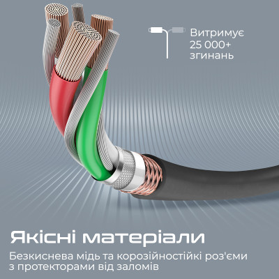 Кабель Promate PowerLine-Ci120 USB Type-C - Lightning (M/M), 2.2 A, 20 W, 1.2 м, Black Кабель Promate PowerLine-Ci120 USB Type-C - Lightning (M/M), 2.2 A, 20 W, 1.2 м, Black