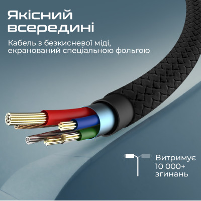 Кабель Promate xCord-Ai USB - Lightning (M/M), 1 м, Black (xcord-ai.black) Кабель Promate xCord-Ai USB - Lightning (M/M), 1 м, Black (xcord-ai.black)