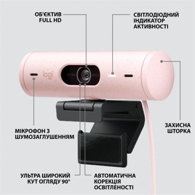Веб-камера Logitech Brio 500 Rose (960-001421) Веб-камера Logitech Brio 500 Rose (960-001421)