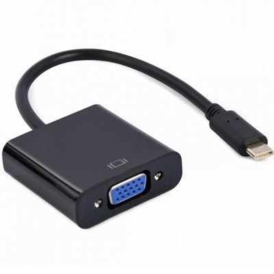 Адаптер Cablexpert USB Type-C - VGA (M/F), 0.15 м, чорний (A-CM-VGAF-01) Адаптер Cablexpert USB Type-C - VGA (M/F), 0.15 м, чорний (A-CM-VGAF-01)