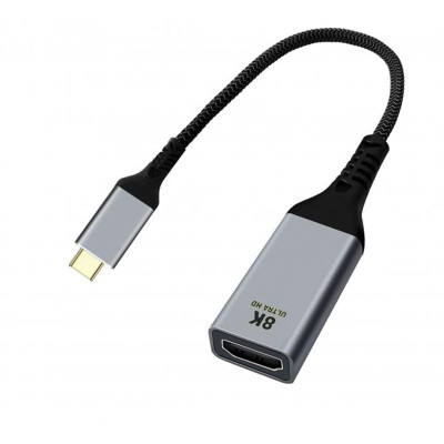 Перехідник Cablexpert USB Type-C - HDMI (M/F), 0.15 м, чорний/сріблястий (A-CM-HDMIF8K) Перехідник Cablexpert USB Type-C - HDMI (M/F), 0.15 м, чорний/сріблястий (A-CM-HDMIF8K)