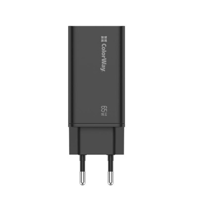 Мережевий зарядний пристрій ColorWay GaN3 Pro Power Delivery (2USB Type-C PDx3A;1USBx3A) Black (CW-CHS039PD-BK)