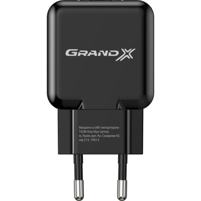 Мережевий зарядний пристрій Grand-X (1xUSB 5В/2.1А) Black (CH-03B) Мережевий зарядний пристрій Grand-X (1xUSB 5В/2.1А) Black (CH-03B)