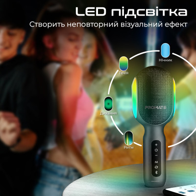 Мікрофон для караоке Promate VocalMic Bluetooth LED Black Мікрофон для караоке Promate VocalMic Bluetooth LED Black