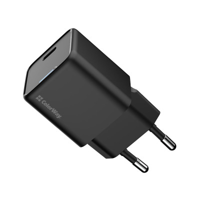 Мережевий зарядний пристрій ColorWay GaN Mini 25W PD Port PPS USB-C Black (CW-CHS052PD-BK) Мережевий зарядний пристрій ColorWay GaN Mini 25W PD Port PPS USB-C Black (CW-CHS052PD-BK)