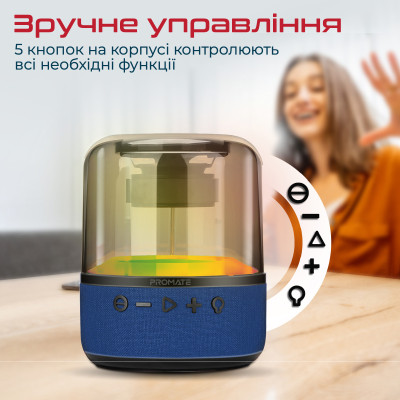 Акустична система Promate Glitz-L 10W Blue Акустична система Promate Glitz-L 10W Blue