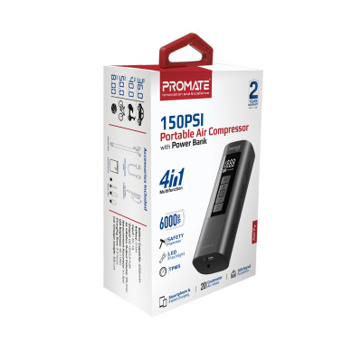 Автомобільний компресор Promate Aerify Black Автомобільний компресор Promate Aerify Black