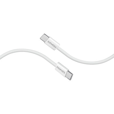 Кабель Promate USB Type-C - USB Type-C (M/M), 3A, 60W, 2 м, White (ecoline-cc200.white)