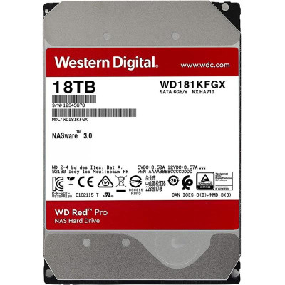 Накопичувач HDD SATA 18.0TB WD Red Pro NAS 7200rpm 512MB (WD181KFGX) Накопичувач HDD SATA 18.0TB WD Red Pro NAS 7200rpm 512MB (WD181KFGX)