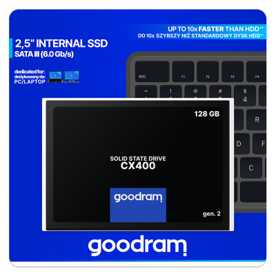 Накопичувач SSD 128GB Goodram CX400 Gen.2 2.5 Накопичувач SSD 128GB Goodram CX400 Gen.2 2.5