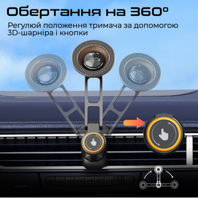 Автотримач для смартфона магнітний Promate Bridgemount Black Автотримач для смартфона магнітний Promate Bridgemount Black