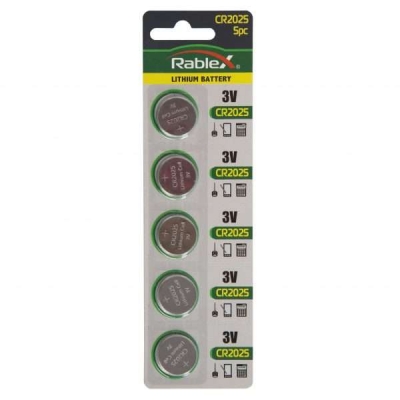 Батарейка Rablex CR2025, 3В, 5 шт Батарейка Rablex CR2025, 3В, 5 шт