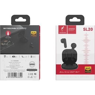 Bluetooth-гарнітура SkyDolphin TWS SL20 Black (SDBTE-000184)