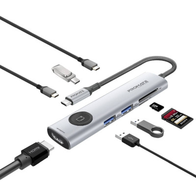 USB-хаб Promate ComandHub-Lite USB Type-C Grey USB-хаб Promate ComandHub-Lite USB Type-C Grey