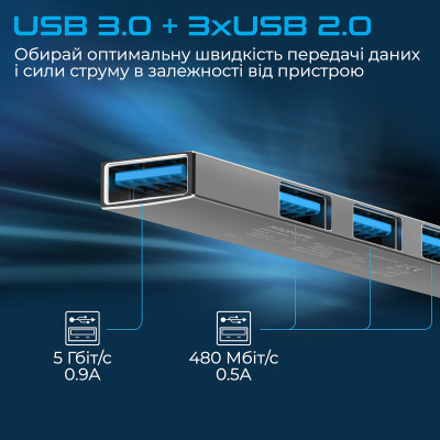 USB-хаб Promate LiteHub-4 USB Type-C Grey USB-хаб Promate LiteHub-4 USB Type-C Grey