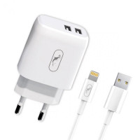Зарядний пристрій SkyDolphin SC22EBL (2USB, 2.1A) White (MZP-000162) + кабель Lightning Зарядний пристрій SkyDolphin SC22EBL (2USB, 2.1A) White (MZP-000162) + кабель Lightning