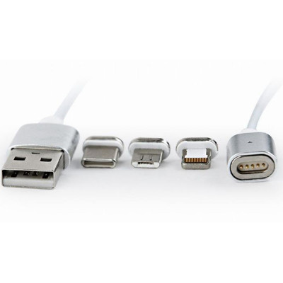 Кабель Cablexpert USB - Lightning + micro USB + USB Type-C (M/M), 1 м, сріблястий (CC-USB2-AMLM31-1M) Кабель Cablexpert USB - Lightning + micro USB + USB Type-C (M/M), 1 м, сріблястий (CC-USB2-AMLM31-1M)