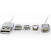 Кабель Cablexpert USB - Lightning + micro USB + USB Type-C (M/M), 1 м, сріблястий (CC-USB2-AMLM31-1M) Кабель Cablexpert USB - Lightning + micro USB + USB Type-C (M/M), 1 м, сріблястий (CC-USB2-AMLM31-1M)