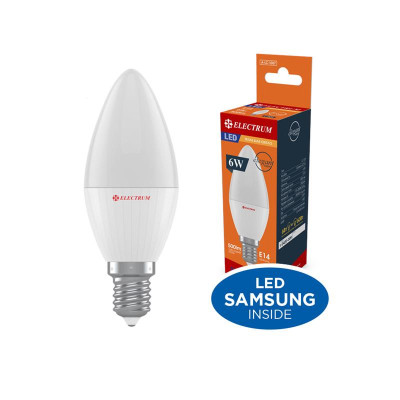 Лампа світлодіодна свічка Electrum 6W E14 3000K (A-LC-1007) Лампа світлодіодна свічка Electrum 6W E14 3000K (A-LC-1007)