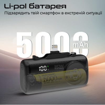Універсальна мобільна батарея Promate PowerUp-Trio 5000mAh 20W Black Універсальна мобільна батарея Promate PowerUp-Trio 5000mAh 20W Black