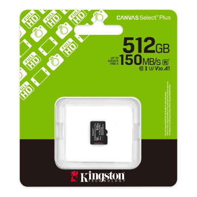 Карта пам`яті MicroSDXC 512GB UHS-I Class 10 Kingston Canvas Select Plus R150MB/s (SDCS3/512GBSP)