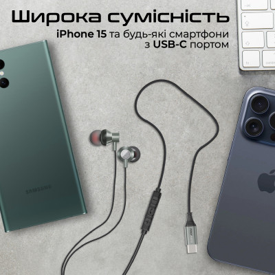 Гарнітура Promate Silken-C Grey Гарнітура Promate Silken-C Grey