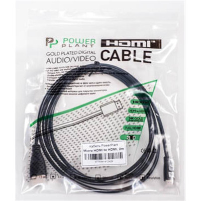 Кабель PowerPlant (KD00AS1242) HDMI-microHDMI v1.3, 2м, Black Кабель PowerPlant (KD00AS1242) HDMI-microHDMI v1.3, 2м, Black