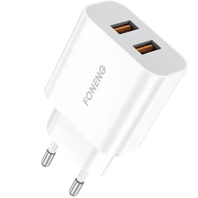 Мережевий зарядний пристрій Foneng EU45 Dual USB Charger (2USBх2.4A) White (EU45-CH-TC) + кабель USB Type C Мережевий зарядний пристрій Foneng EU45 Dual USB Charger (2USBх2.4A) White (EU45-CH-TC) + кабель USB Type C
