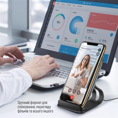 Бездротовий зарядний пристрій ColorWay Wireless Stand 10W Blue (CW-CHW30Q-BL) Бездротовий зарядний пристрій ColorWay Wireless Stand 10W Blue (CW-CHW30Q-BL)