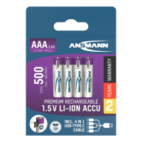 Акумулятори Ansmann AAA/HR03 Li-Ion 500 mAh BL 4 шт Акумулятори Ansmann AAA/HR03 Li-Ion 500 mAh BL 4 шт