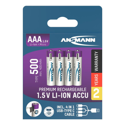 Акумулятори Ansmann AAA/HR03 Li-Ion 500 mAh BL 4 шт Акумулятори Ansmann AAA/HR03 Li-Ion 500 mAh BL 4 шт