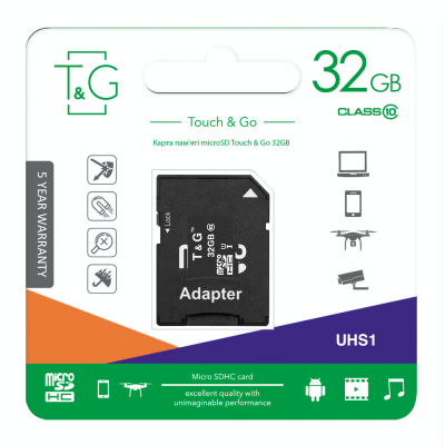 Карта пам`ятi MicroSDHC 32GB UHS-I Class 10 T&G + SD-adapter (TG-32GBSD10U1-01) Карта пам`ятi MicroSDHC 32GB UHS-I Class 10 T&G + SD-adapter (TG-32GBSD10U1-01)