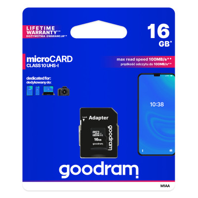 Карта пам`яті MicroSDHC 16GB UHS-I Class 10 Goodram + SD-adapter (M1AA-0160R12) Карта пам`яті MicroSDHC 16GB UHS-I Class 10 Goodram + SD-adapter (M1AA-0160R12)