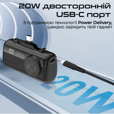 Універсальна мобільна батарея Promate PowerUp-Trio 5000mAh 20W Black Універсальна мобільна батарея Promate PowerUp-Trio 5000mAh 20W Black