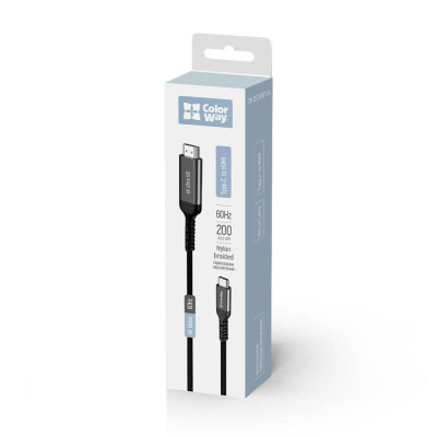 Кабель ColorWay HDMI - USB Type-C (M/M), 4K/60 Гц, 2 м, Black (CW-CBCHD077-BK) Кабель ColorWay HDMI - USB Type-C (M/M), 4K/60 Гц, 2 м, Black (CW-CBCHD077-BK)
