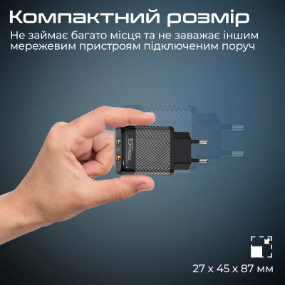 Зарядний пристрій Promate BiPlug-QC3 Black Зарядний пристрій Promate BiPlug-QC3 Black