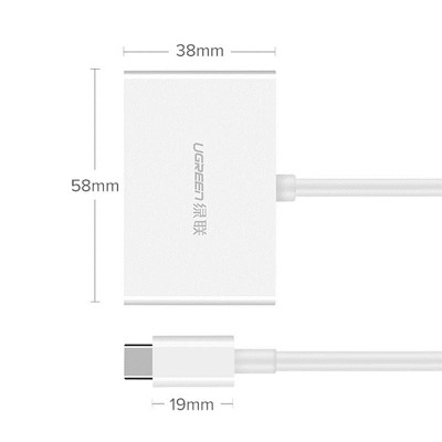 Адаптер Ugreen MM123 HDMI+VGA - USB Type-C (F/M), White (30843) Адаптер Ugreen MM123 HDMI+VGA - USB Type-C (F/M), White (30843)
