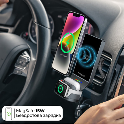 Бездротовий зарядний пристрій Promate MagDrive-Trio MagSafe Black Бездротовий зарядний пристрій Promate MagDrive-Trio MagSafe Black