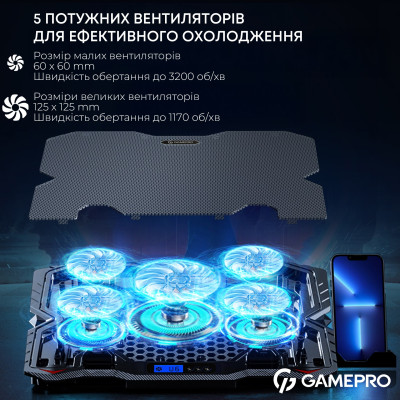 Охолоджуюча підставка для ноутбука GamePro CP560 Охолоджуюча підставка для ноутбука GamePro CP560