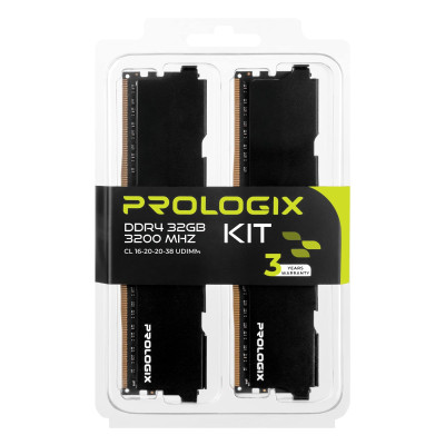 Модуль пам`ятi DDR4 2x16GB/3200 Prologix Black (PRO32GB3200B4K) Модуль пам`ятi DDR4 2x16GB/3200 Prologix Black (PRO32GB3200B4K)