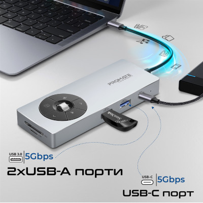 USB-хаб Promate ComandHub-Pro USB Type-C Grey USB-хаб Promate ComandHub-Pro USB Type-C Grey